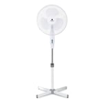 Straame Homeware | 16" Fan Pedestal Stand High Performance | 140cm Adjustable Height | 3 Speed Setting | Extra Wide Cross Base | Oscillating | Tilting Head (White)