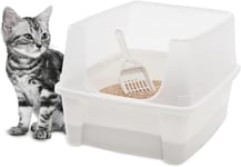 Iris Ohyama, Bac a litiere pour chat, Maison de toilette chat fermée, Caisse chat litiere, Amovible, Plastique (PP) sans BPA, Pelle, L48.5 x P38 x H30 cm, CLH-12, Blanc