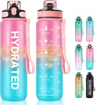 MYFOREST 1Litre Water Bottle BPA Free Material, 1L Drinking Bottle with Straw & 
