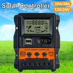 20A - Contrôleur de production'énergie photovoltaïque à panneau solaire, 30A-20A 12V-24V, double USB, régulat