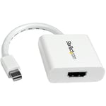 StarTech.com Mini DisplayPort to HDMI Adapter - mDP to HDMI Video Converter - 1080p - Mini DP or Thunderbolt 1/2 Mac/PC to HDMI Monitor/Display/TV - Passive mDP 1.2 to HDMI Dongle - White (MDP2HDW)