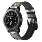 INF Armband Samsung Gear S3 Classic / Frontier Galaxy Watch Läder Camouflage Grön