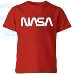 NASA Worm White Logotype Kids' T-Shirt - Red - 3-4 Years