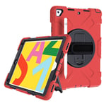 iPad 10.2 (2019) 360 degree durable dual color silicone case - Red Outer Layer / Black