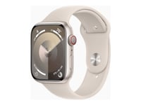 Apple Watch Series 9 (GPS + Cellular) - 45 mm - stjärnljusaluminium - smart klocka med sportband - fluoroelastomer - starlight - bandstorlek: M/L - 6