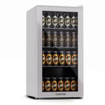 Drinks Fridge Mobile Bar Mini Beer Cooler Chiller Portable 74L Glass Door Silver