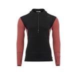 Aclima Mens WarmWool Hood Sweater W/zip (Svart (JET BLACK/SPICED APPLE) Large)