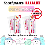 Baby Toothpaste LACALUT Raspberry Banana Flavour Fluoride 0 to 2 Years 2 x 55ml