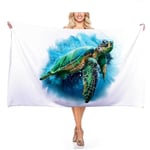 Chickwin 3D Beach Towel Microfibre Rectangular, Bath Towel Portable Travel Towel for Sports Travel Swimming Gym Yoga Cruise and Camping (Sea turtle,150 * 180cm)