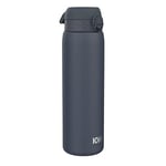Ion8 Vacuum Insulated Stainless Steel 1 Litre Water Bottle, 920ml, Leak Proof, One-Finger Open, Secure Lock, Carry Handle, Dishwasher Safe, Scratch Resistant, Ideal for Sports and Yoga, Ash Navy