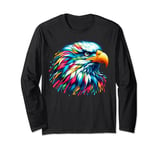Cool Bald Eagle Spirit Animal Illustration Tie Dye Art Long Sleeve T-Shirt