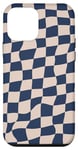 iPhone 12 mini Navy Blue And Cream Checker Swirl Checkers Checkered Case