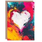Valentines Day Greeting Card Oil Paint Simple Love Heart No Words Message