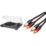 Audio-Technica LP120XUSBBK Platine Vinyle à Entraînement Direct (Analogue & USB) Noir & Amazon Basics Câble Audio RCA 2 mâles vers 2 mâles - 2.4 m, Rouge/Blanc