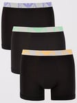 Emporio Armani Bodywear Bold Monogram 3 Pack Boxer Shorts - Black, Black, Size S, Men