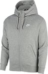 Nike M NSW Club Hoodie FZ BB Sweat-Shirt Homme DK Grey Heather/Matte Silver/(White) FR: 4XL (Taille Fabricant: 4XL-T)