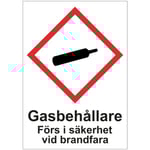 Skylt Gasbehållare A4