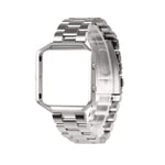 Suitable for Fitbit Blaze Watch Stainless Steel Strap Blaze Bracelet Metal Wrist Strap Sports Steel Strap And Bezel Silver strap+bezel