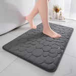 Badrumsmatta i minnesskum, Superabsorberande Cobblestone Badrumsmatta, Halksäker Badrumsmatta, Maskintvättbar Badrumsmatta, Mörkgrå, 40x60 Cm