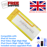 2000mAh LG Battery Upgrade replace for iPod Classic 7th 160GB Video 5th 30 80GB