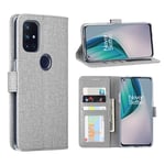 Foluu OnePlus Nord N10 5G Case, OnePlus Nord N10 5G Case Canvas Flip/Folio Soft TPU Cover Bumper Kickstand Ultra Slim Strong Magnetic Closure Cover for OnePlus Nord N10 5G 2020 (Gray)