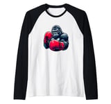 Funny Gorilla Boxing Gloves Graphic Animal Lover Training Raglan Baseball Tee