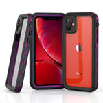 iPhone 11 Waterproof Case, Shockproof Anti-Drop Dirt Rain Snow Proof iPhone 11 Case with Screen Protector, Full Body Protection Heavy Duty Underwater Cover for iPhone 11 6.1-inch (Purple/Clear)