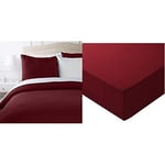 Amazon Basics Parure de lit avec Housse de Couette en Microfibre, Bordeaux, 200 x 200 cm & Drap-Housse en Microfibre Bordeaux160 x 200 x 30 cm