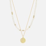 Estella Bartlett Moonz Glass Pearl Gold-Tone Double Chain Necklace