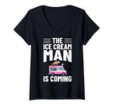 Womens Ice Cream Truck Driver Ice Cream Van Man V-Neck T-Shirt