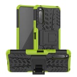 LiuShan Compatible with Xperia 10 II case,Shockproof Heavy Duty Combo Hybrid Rugged Dual Layer Grip Protection Cover with Kickstand For Sony Xperia 10 II Smartphone (Not fit Sony Xperia 1 II),Green