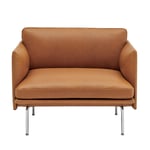 Muuto - Outline Chair / Polished Aluminium Base Refine Leather Cognac - Fåtöljer - Metall/Trä/Textilmaterial/Skum