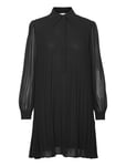 Pleated Mini Shirt Dress Kort Klänning Black Michael Kors