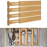 MDHAND Lot de 4 séparateurs de tiroir réglables en bambou extensible pour cuisine, commode, chambre à coucher, bureau (22inches)