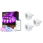 Ruban à LED Connecté WiFi (2x5M), RGB Bande Lumineuse Intelligente Compatible avec HomeKit, Siri, Alexa, Google Home, Guirlande Lumineuse LED Multicolore & MSS210HKTRIEU Prise Intelligente, Blanc