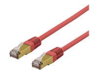 DELTACO SFTP-60RAH - Patch-kabel - RJ-45 (hane) till RJ-45 (hane) - 50 cm - SFTP - CAT 6a - halogenfri, formpressad - röd