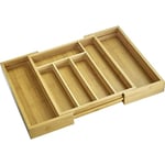 Westmark Boîtes à couverts pour tiroirs – plateau coulissant pour les couverts et les ustensiles de cuisine, organisateur pour les tiroirs partagés, 5 ou 7 compartiments – bambou, 29 – 48 cm