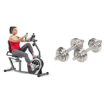 Sunny Health & Fitness Exercise Bikes, Magnetic Recumbent Bike, Stationary Cycling Bike SF-RB4616S and Unisex's 15 KG Chrome Dumbbell Set w/Carry Case, Grey, One Size, NO. 14