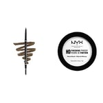 NYX Professional Makeup Crayon à Sourcils Ultra-Fin Double-Embout avec Mine Rétractable, Teinte : Ash Brown & Poudre de Finition Compacte Perfectrice de Teint High Definition, Teinte : Translucide