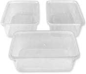 We Can Source It Ltd - 50 x Clear Plastic Takeaway Food Containers with Lids Microwave, Freezer & Dish Washer Safe - 750ml