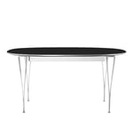 Fritz Hansen - B620 Superellips Utdragbart, Laminat, Svart, Krom - Matbord - Arne Jacobsen,Bruno Mathsson,Piet Hein