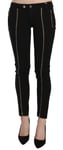 GALLIANO Jeans Black Low Waist Zipper Cropped Skinny Denim Pants s. W24