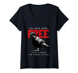 Womens You Were Born Free Life is Short The World is Wide With Crow V-Neck T-Shirt