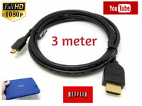 Premium 3m Micro HDMI Cable Lead for/to Connect GoPro Hero3+ Hero4 Camera HDTV