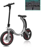 PARTAS Sightseeing/Commuting Tool - Portable Folding Electric Bike Aluminum Alloy Frame 450W Double Disc Brake Battery Bicycle,For Outdoor Cycling Travel Work Out (Color : Silver, Size : 25km)