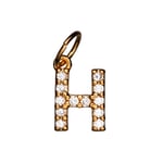 Bokstavshänge med strass H – längd 7 mm, mässing, pläterat med 9 karat guld