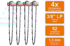 4 Chaînes adapté pour McCulloch CS380 T | 35cm 3/8LP 52M 1,3mm
