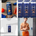 NIVEA MEN Sport Shower Gel Pack of 6 (6 x 400ml), Refreshing Body Wash with Lime