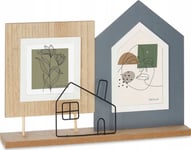 Present Dekorram För 2 Foton Hus, Stående, Metall Och Mdf