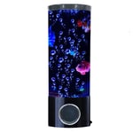 Mini Fish Lava Lamp Bluetooth Speaker Bubble LED Fantasy Multi-Color Changing Aquarium Light with 4 Artificial Fish Electric Mood Night Light for Home Office Living Room Decor Gifts for Men Women Kids